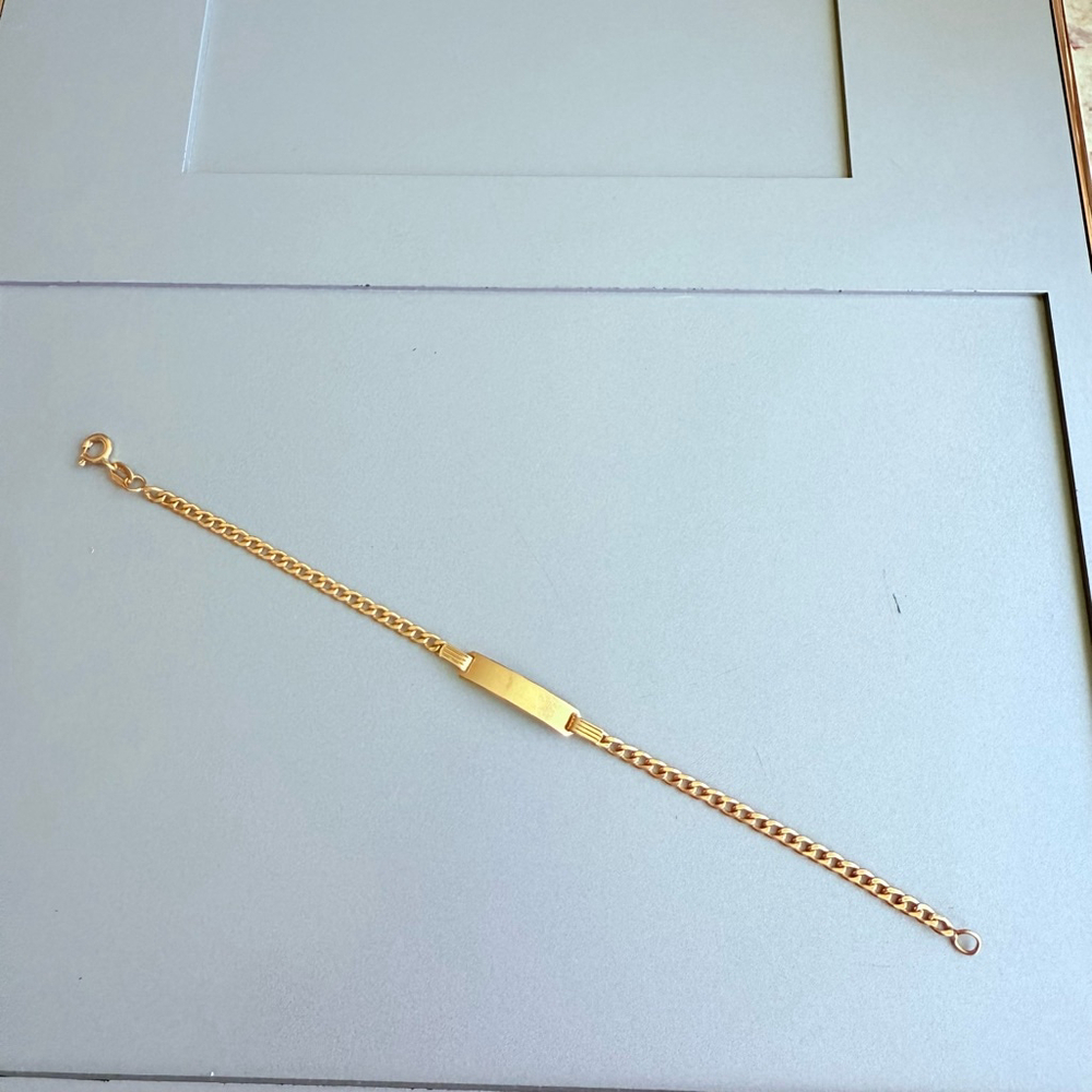 18K Solid Yellow Gold ID Bracelet Curb Link Engravable VTG Bracelet 6.75" - Picture 4 of 7